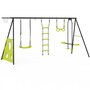 Voir la diapositive 1 : ID MARKET Balançoire 4 agrès portique avec balançoire face à face trapèze échelle panier de basket et buts de foot
