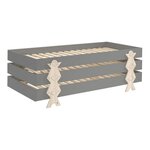 Paris Prix Lit Enfant en Bois  Modulo Smiley III  90x200cm Gris