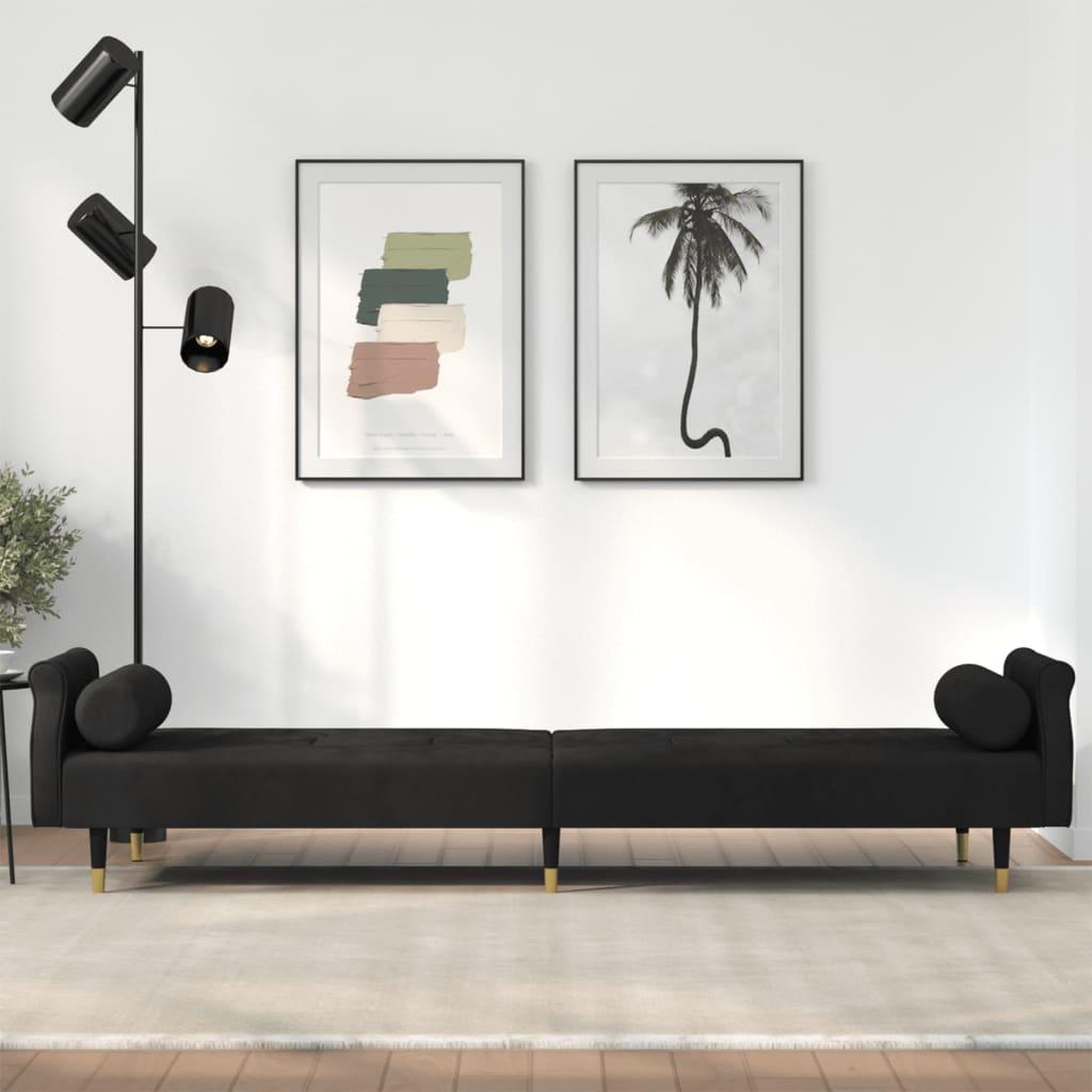 Voir la diapositive 3 : VIDAXL Canape-lit avec coussins noir velours