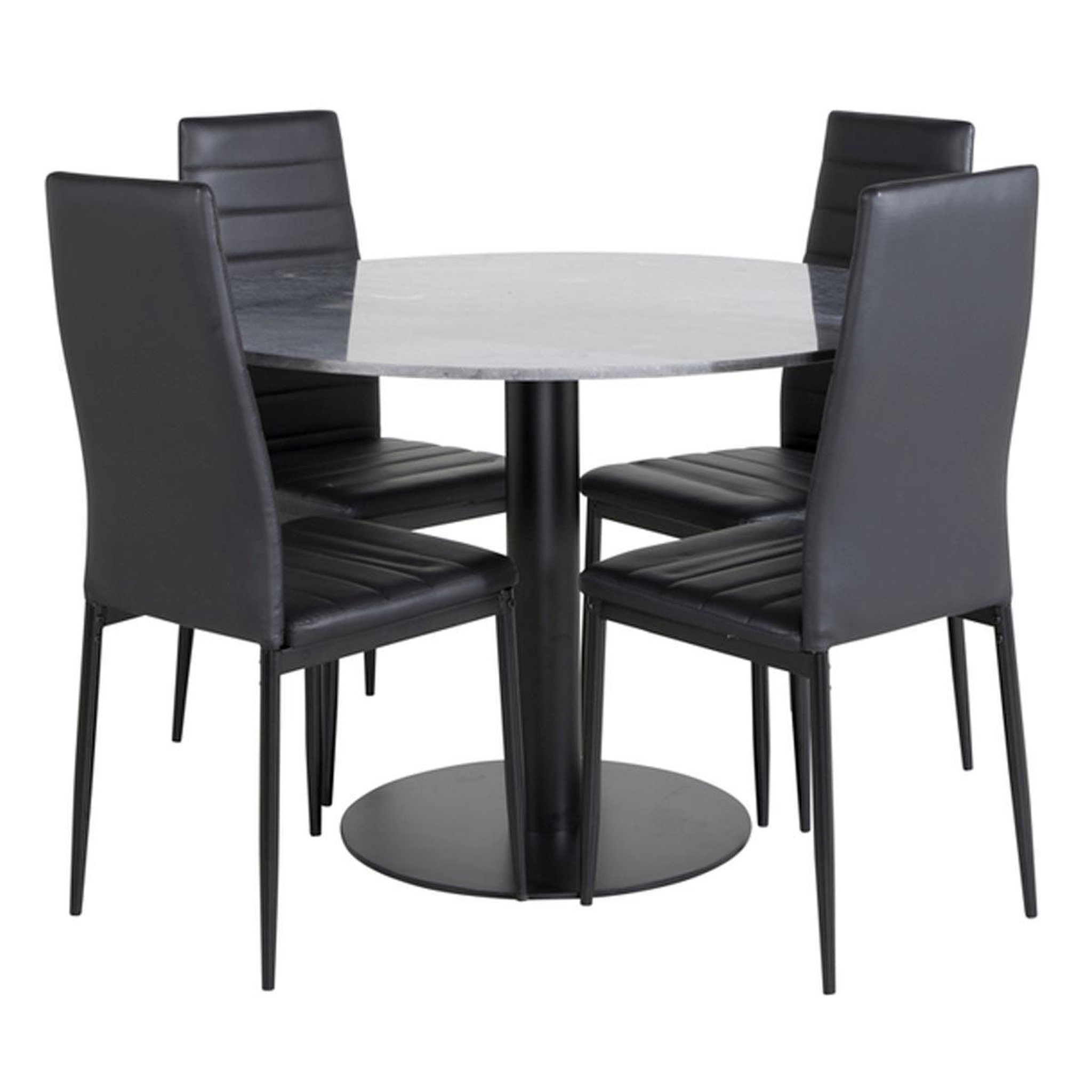Paris Prix Ensemble table à manger & 4 chaises  estelle & slim  106cm gris foncé & noir
