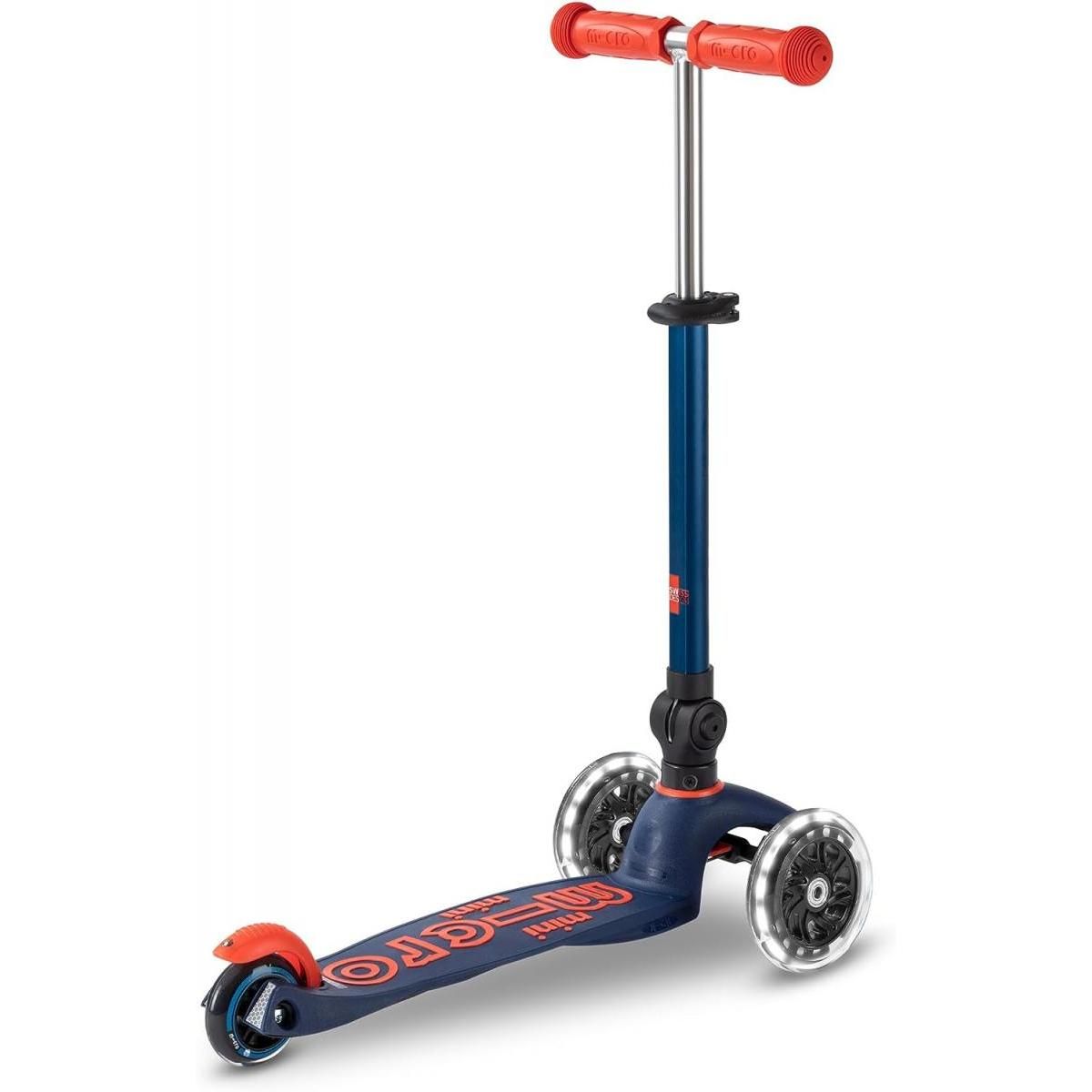 Micro Trottinette 3 Roues Mini  Deluxe Bleu Marine Pliable LED