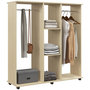 Voir la diapositive 1 : HOMCOM Armoire penderie meuble de rangement mobile 6 roulettes 120L x 40l x 128H cm panneaux de particules aspect bois chêne