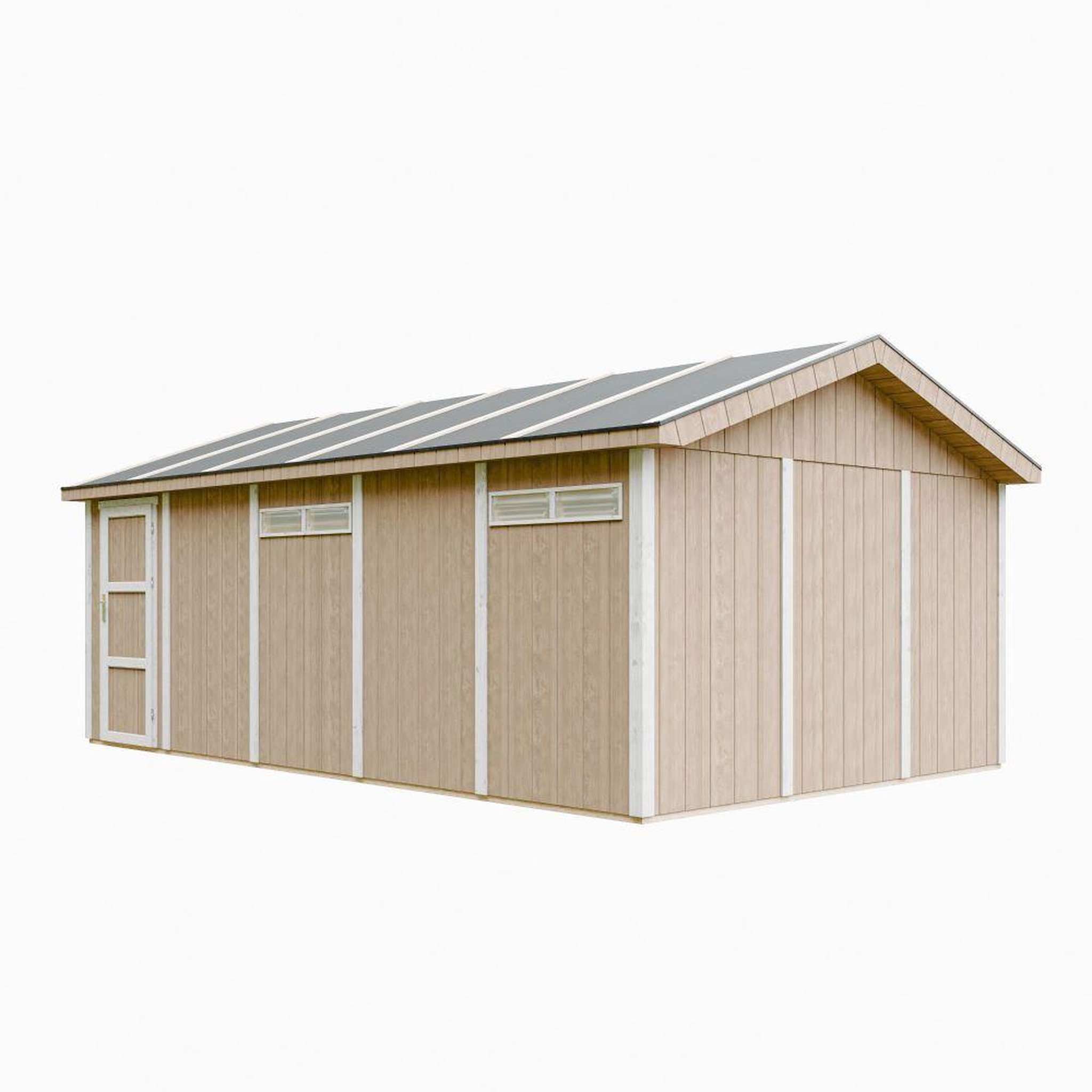 Voir la diapositive 2 : TIMBELA Garage qualité premium 21 m²- l378xl648 cm construction en panneaux lp smartsidem992b
