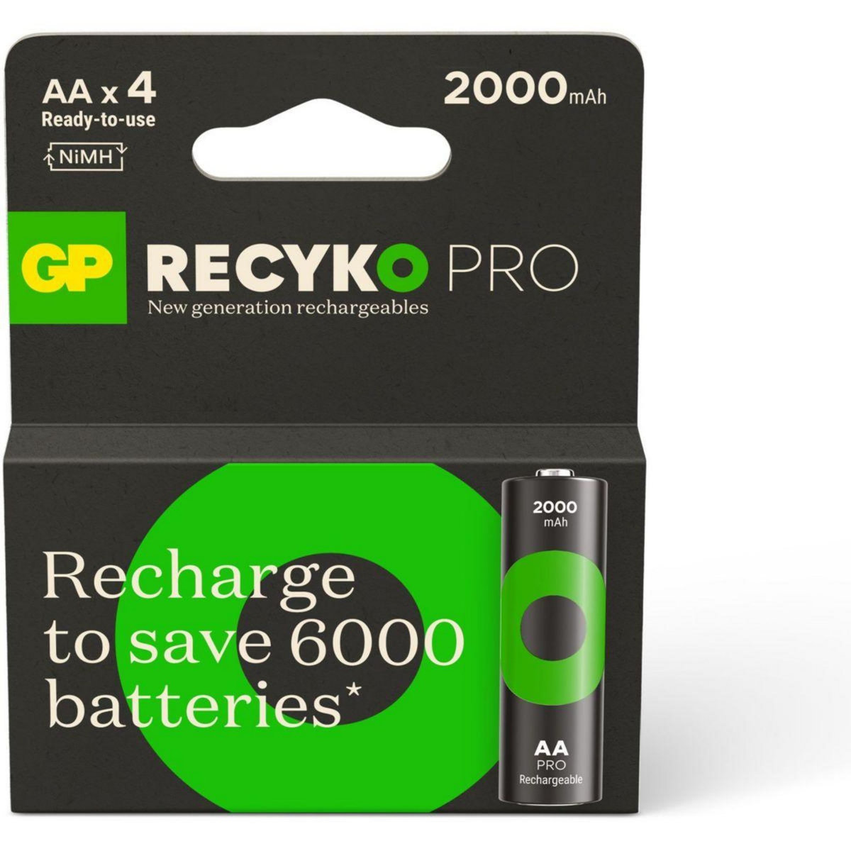 GP BATTERIES Pile rechargeable AA ReCyckO PRO lot de 4 2000mAh