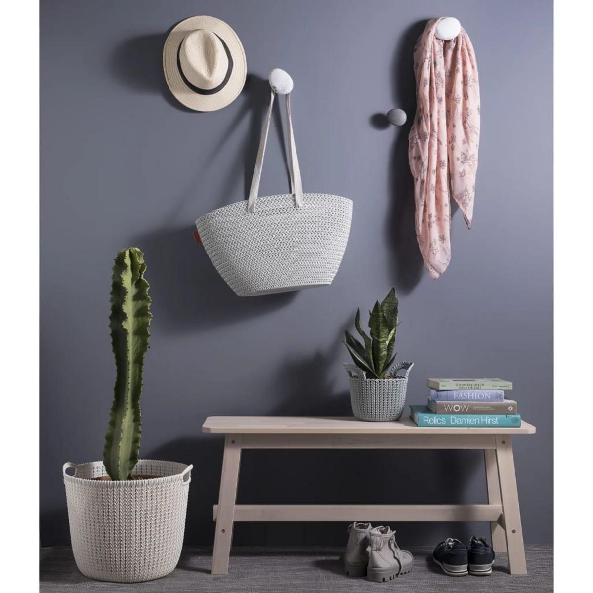 CURVER Curver Panier de rangement Knit Rond L 30 L Blanc creme