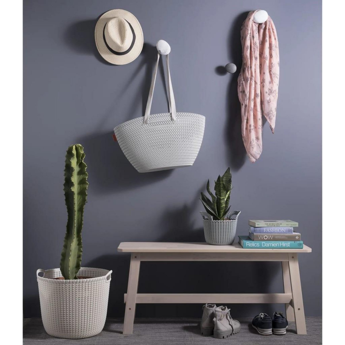 CURVER Curver Panier de rangement Knit Rond L 30 L Blanc creme