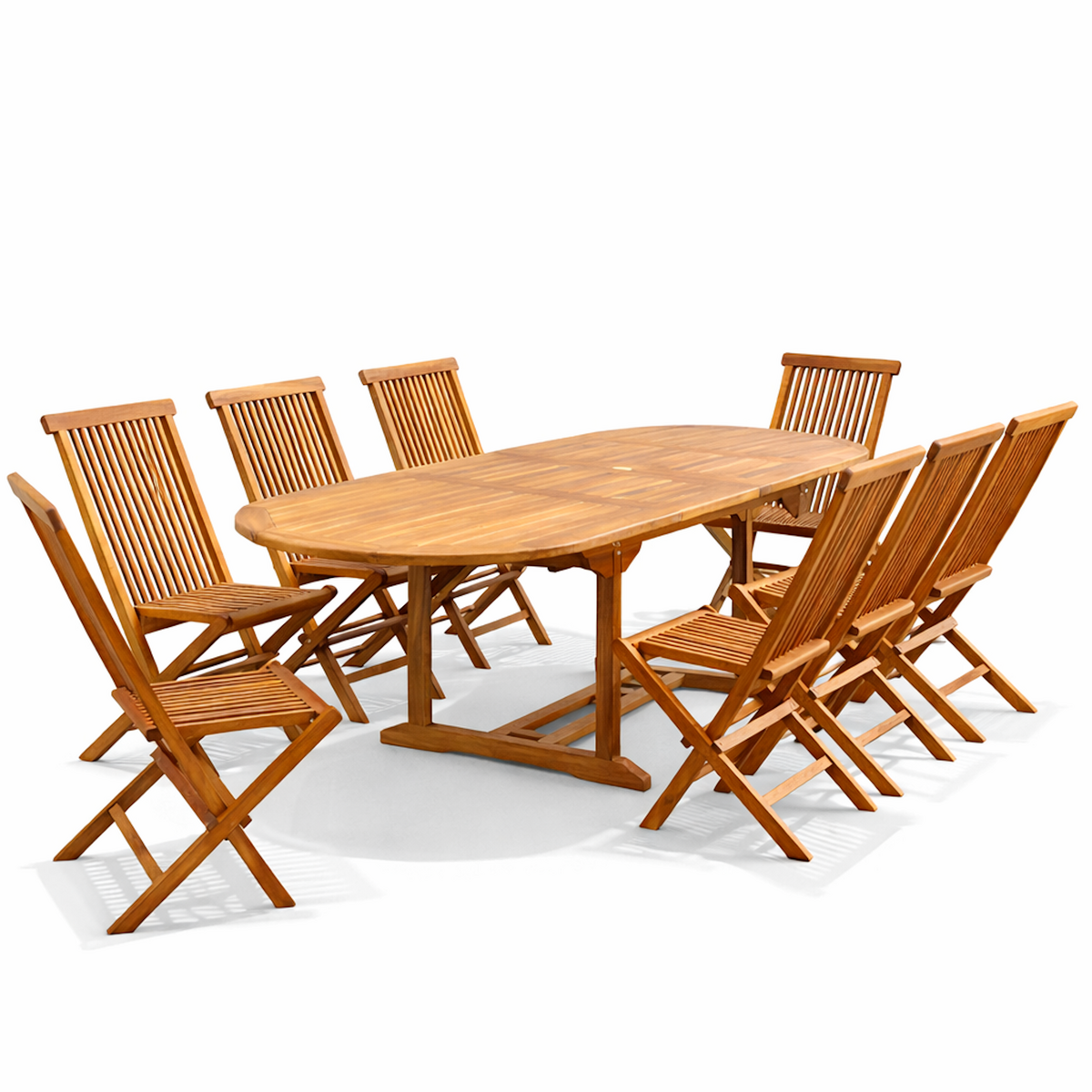 CONCEPT USINE Table de jardin ovale 10 places et 10 chaises en teck huilé LUBOK