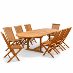 CONCEPT USINE Table de jardin ovale 10 places et 10 chaises en teck huilé LUBOK