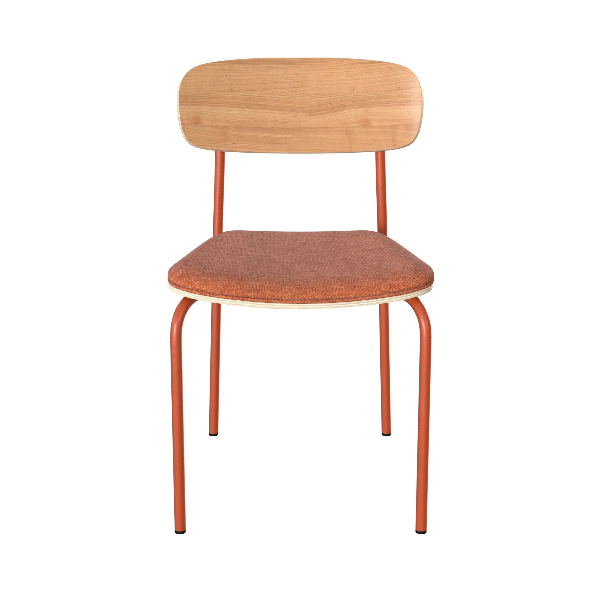Voir la diapositive 5 : MAISON PAVANE Lot de 2 chaises en bois clair et tissu terracotta-alba