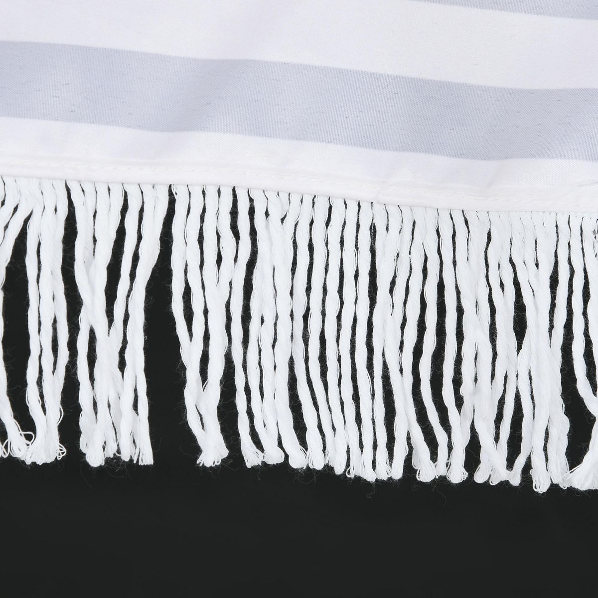 OUTSUNNY Parasol inclinable de jardin Ø 213 cm style vintage franges bleu blanc