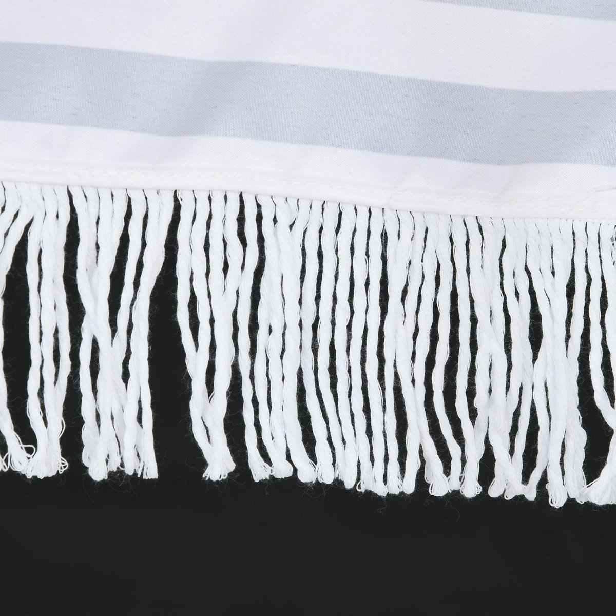 OUTSUNNY Parasol inclinable de jardin Ø 213 cm style vintage franges bleu blanc