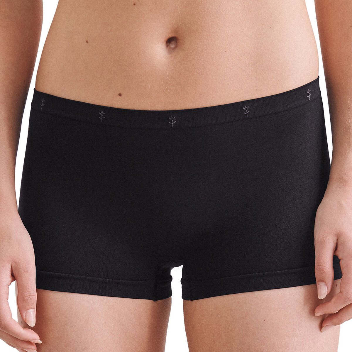 Boxer femme finitions sans coutures Micro flex noir pas cher 