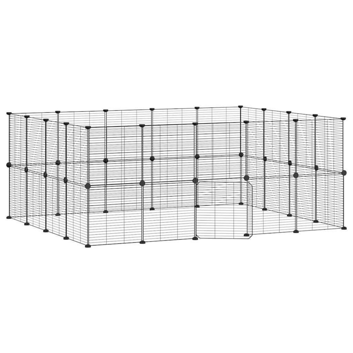 VIDAXL Cage animaux de compagnie a 36 panneaux et porte Noir 35x35 cm