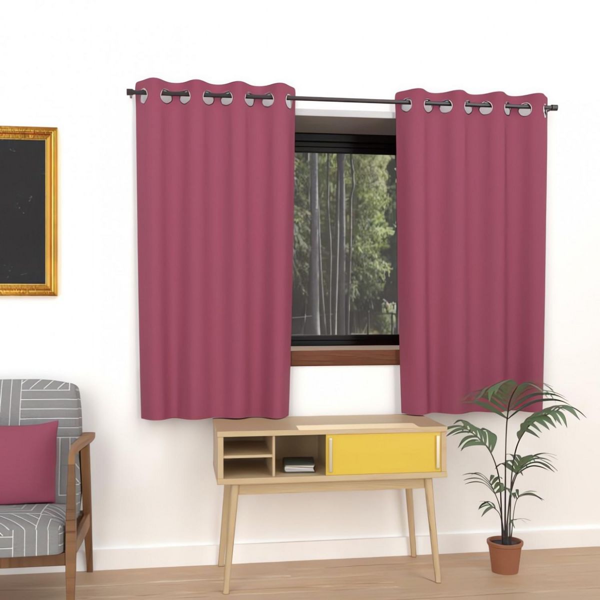 SOLEIL D'OCRE Rideau uni à oeillets infroissable ALIX, par Soleil d'ocre