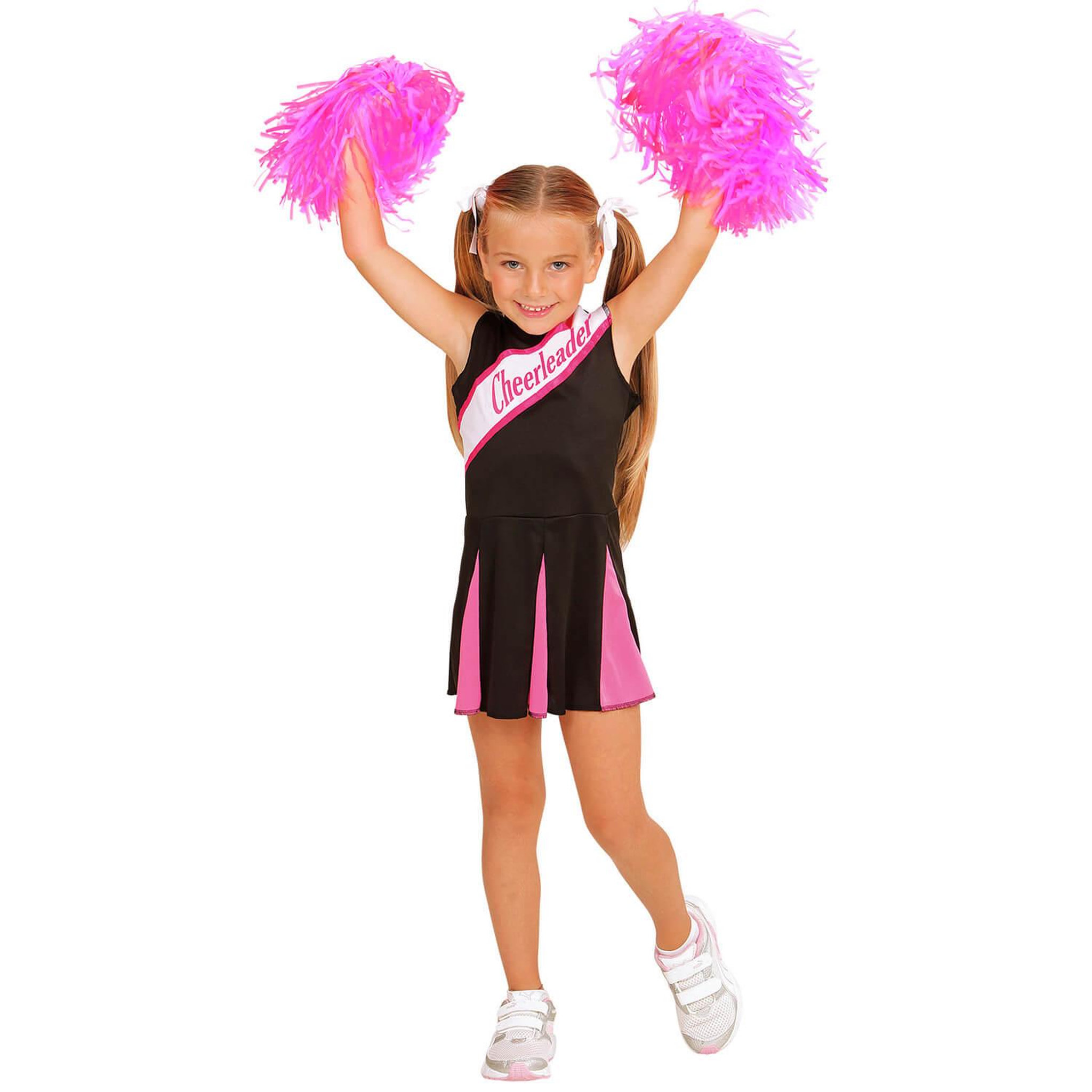 Voir la diapositive 3 : WIDMANN Déguisement Pom Pom Girl Noir et Rose - Fille - 10/12 ans (140 à 152 cm)