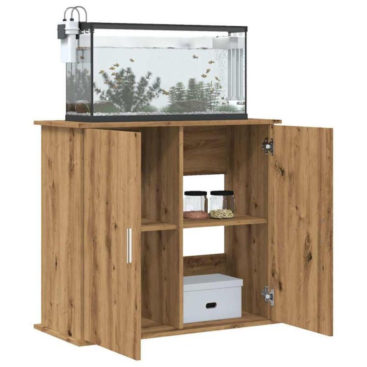 VIDAXL Support d aquarium chêne artisanal 81x36x73 cm bois ingénierie