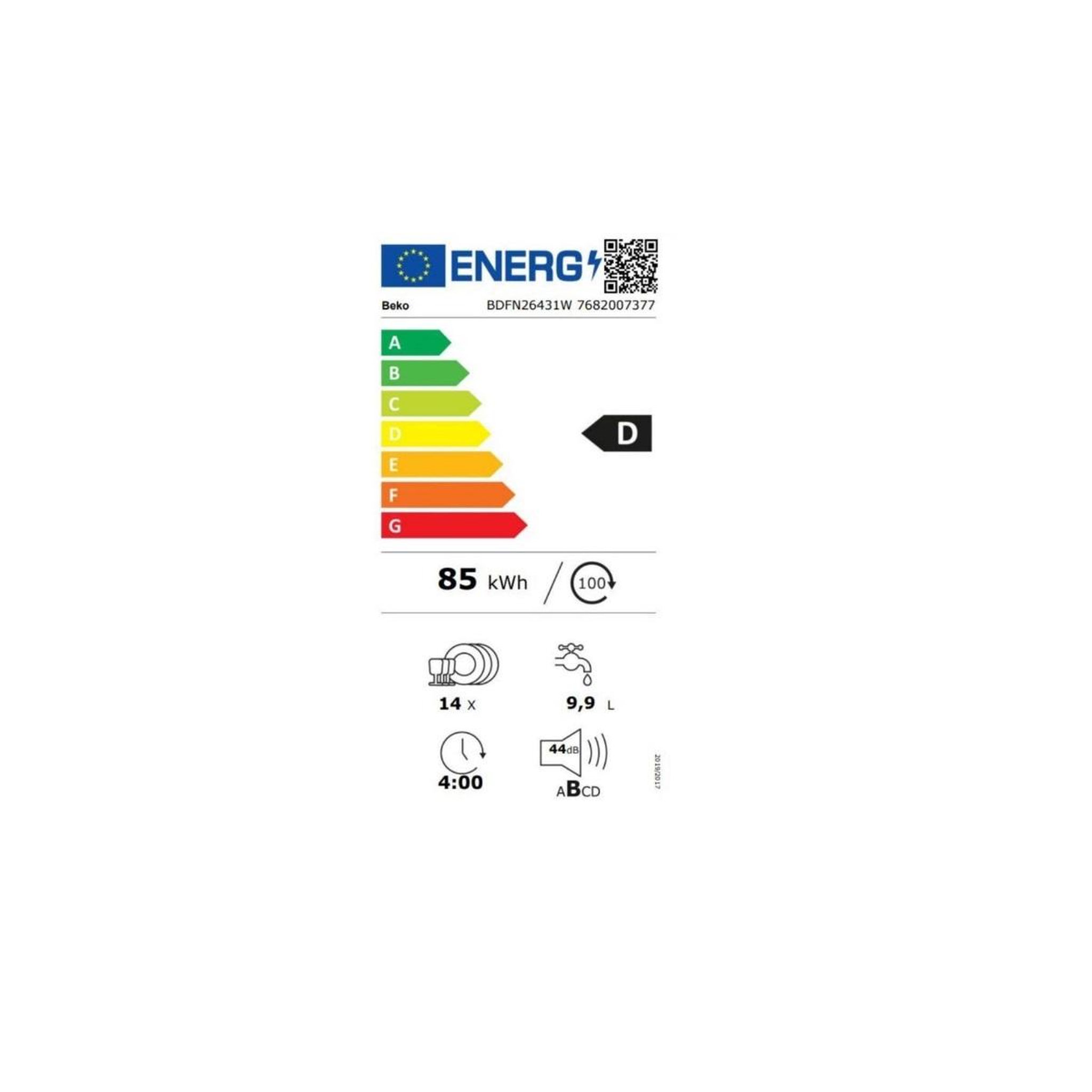 Voir la diapositive 2 : Beko Lave-vaisselle 60cm 14 couverts 44db - bdfn26431w