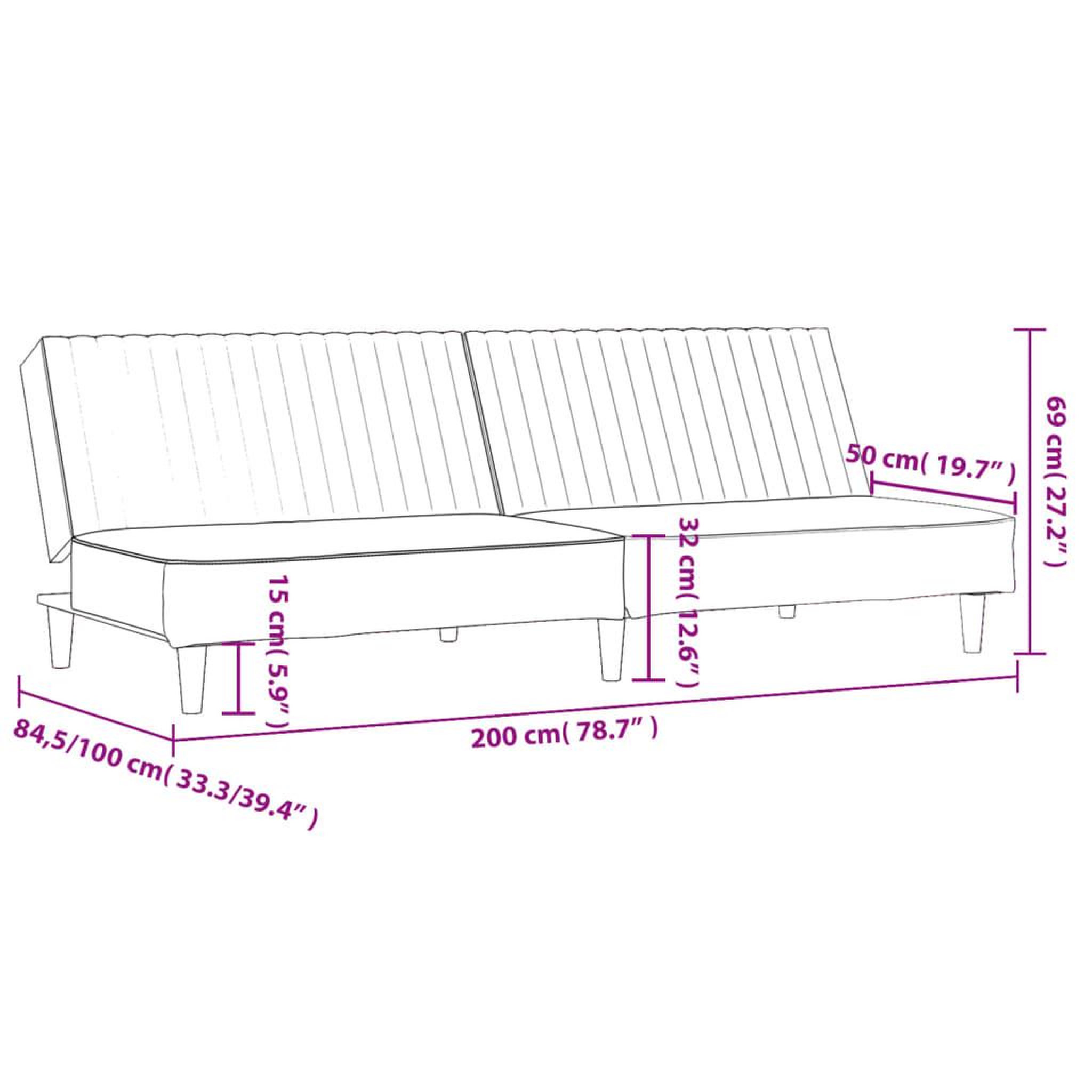 Voir la diapositive 6 : VIDAXL Canape-lit a 2 places rose velours