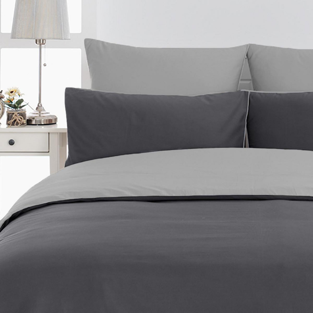 Sensei Maison Housse de couette bicolore en percale coton DOZMARY
