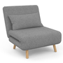 Voir la diapositive 1 : ID MARKET Fauteuil convertible ROMEO lit d'appoint 1 place 80x190 cm tissu gris clair