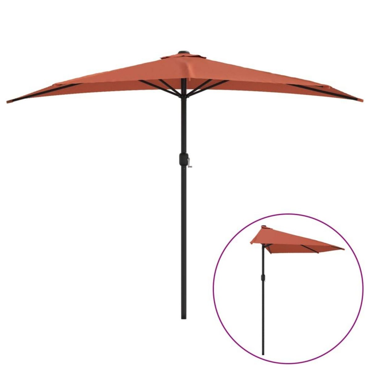 VIDAXL Parasol de balcon et mat en aluminium Terre cuite 300x155x223cm