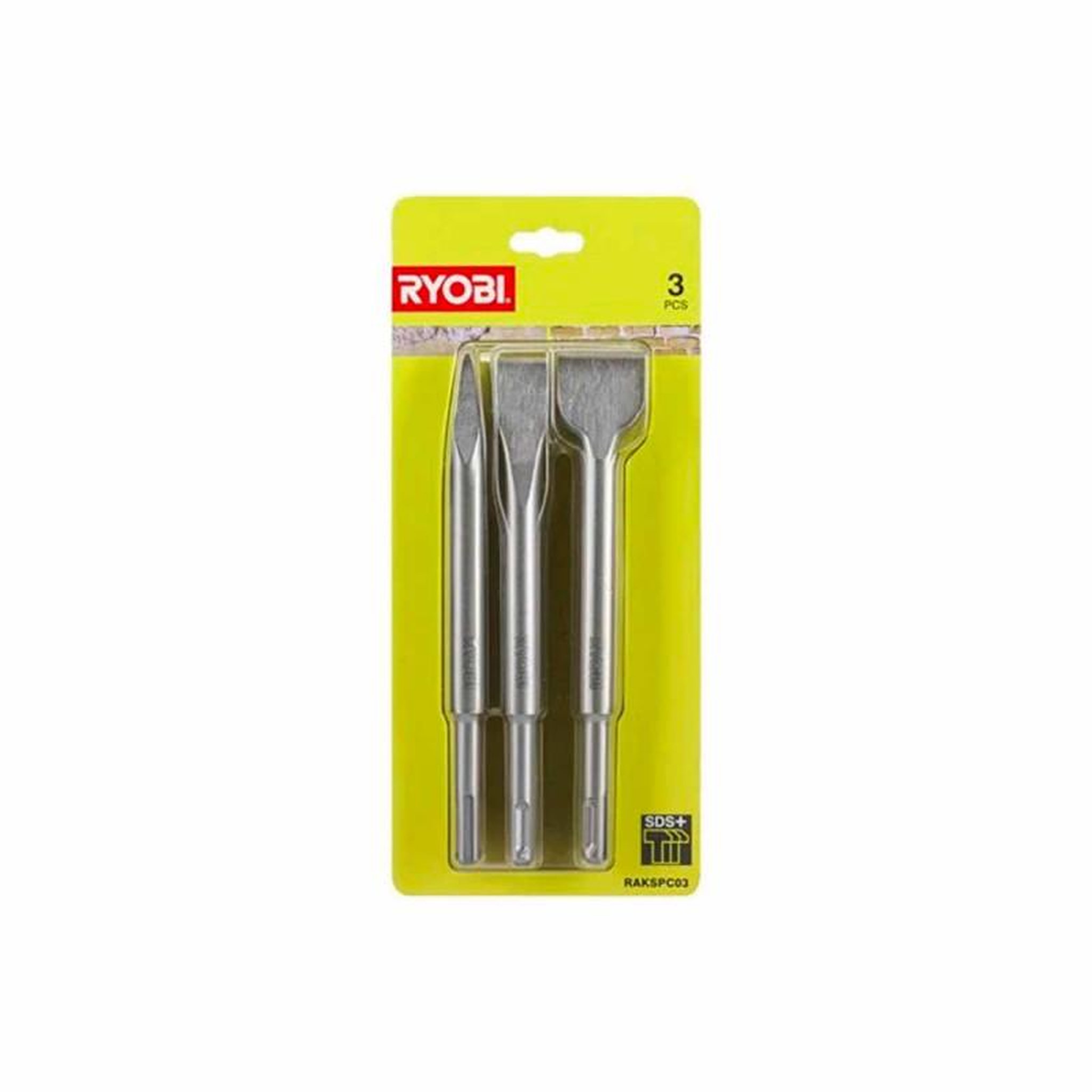 Ryobi Kit 3 burins sds+ ryobi 1 pointe - 1 plat - 1 bêche - rakspc03
