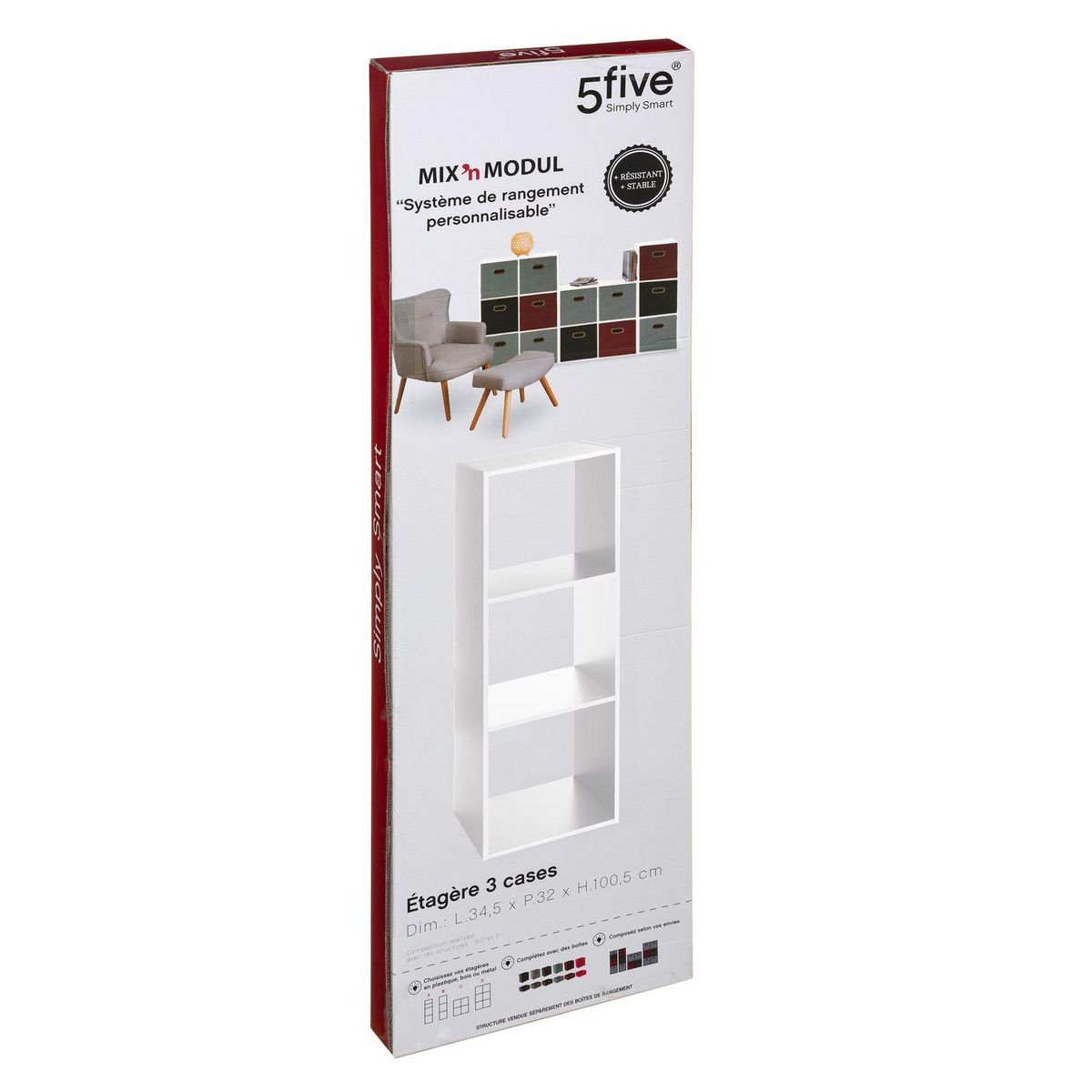 ATMOSPHERA Etagère rectangulaire à 3 cases Mix