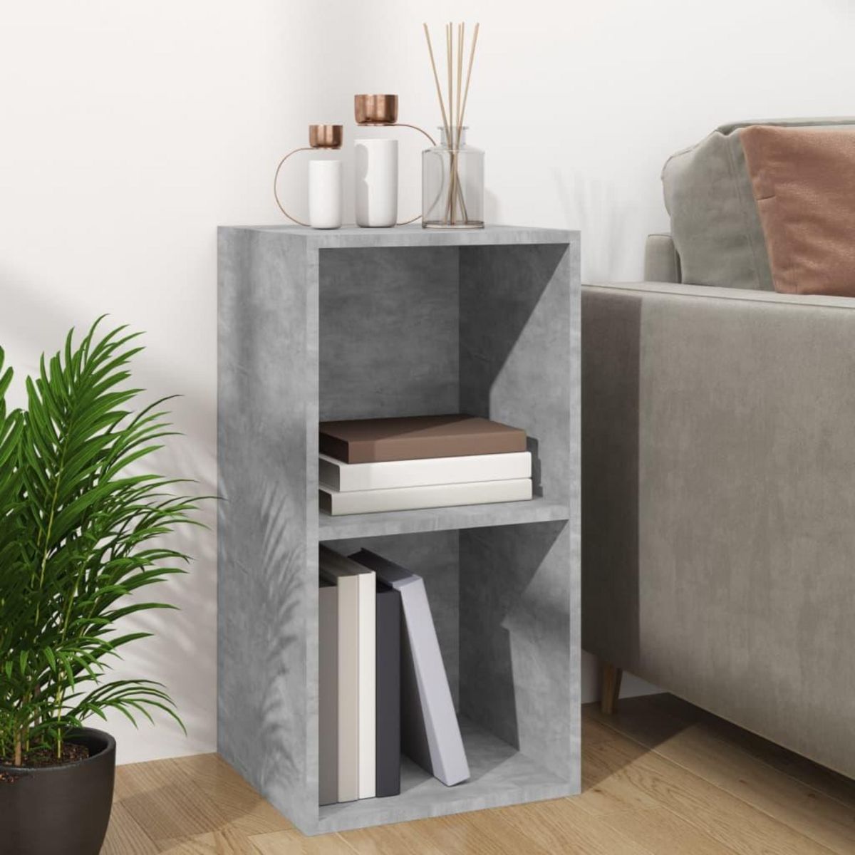 VIDAXL Boîte de rangement de vinyles Gris beton 71x34x36 cm