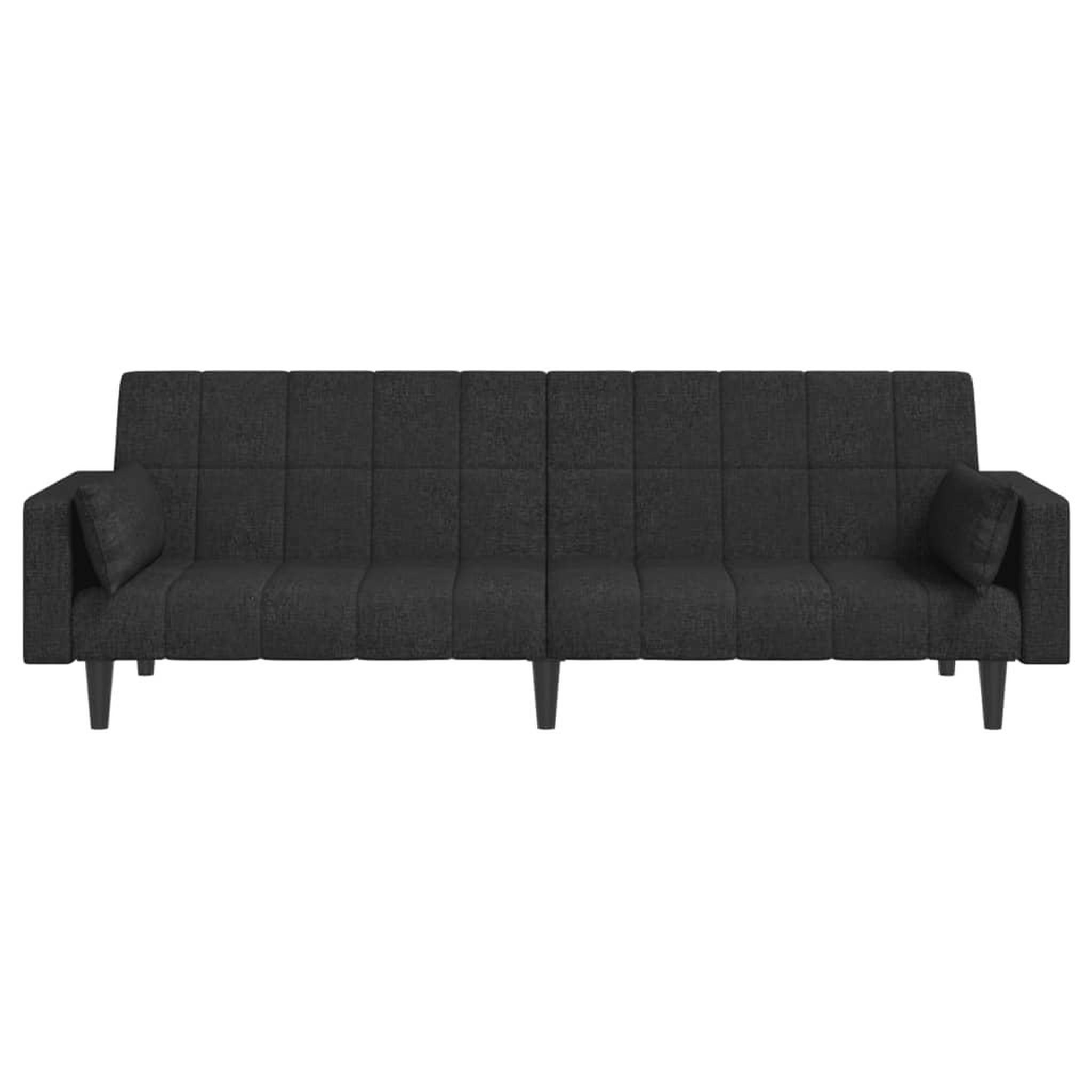 Voir la diapositive 5 : VIDAXL Canape-lit a 2 places avec deux oreillers noir tissu