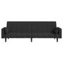 Voir la diapositive 5 : VIDAXL Canape-lit a 2 places avec deux oreillers noir tissu