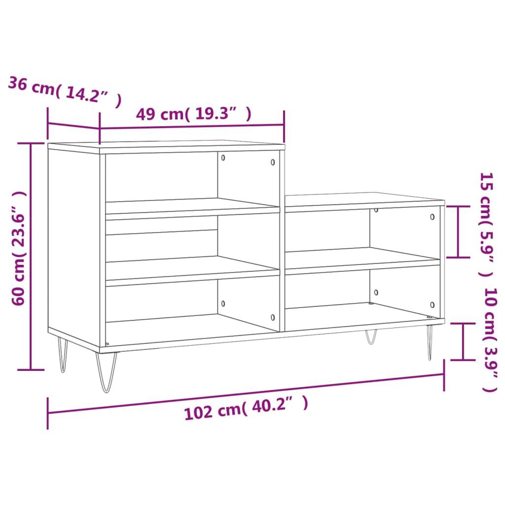 Voir la diapositive 6 : VIDAXL Armoire a chaussures Gris beton 102x36x60 cm Bois d'ingenierie