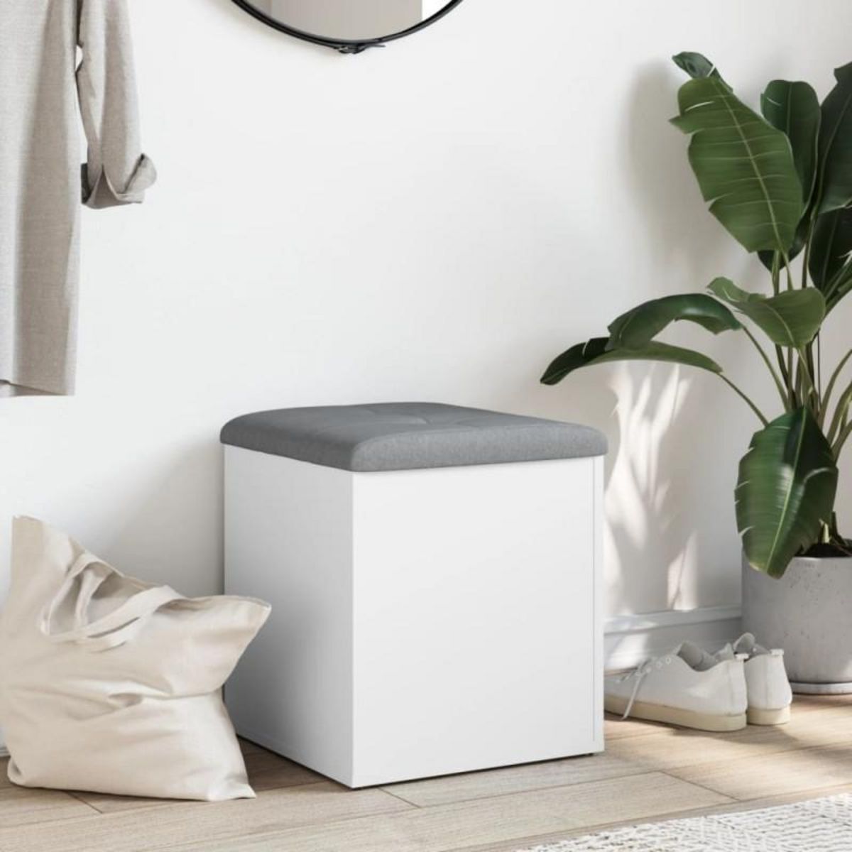 VIDAXL Banc de rangement blanc 42x42x45 cm bois d ingénierie