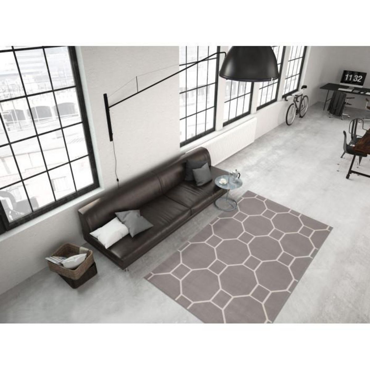 Paris Prix Tapis Effet 3D à Poils Courts  Lina  Taupe & Ivoire