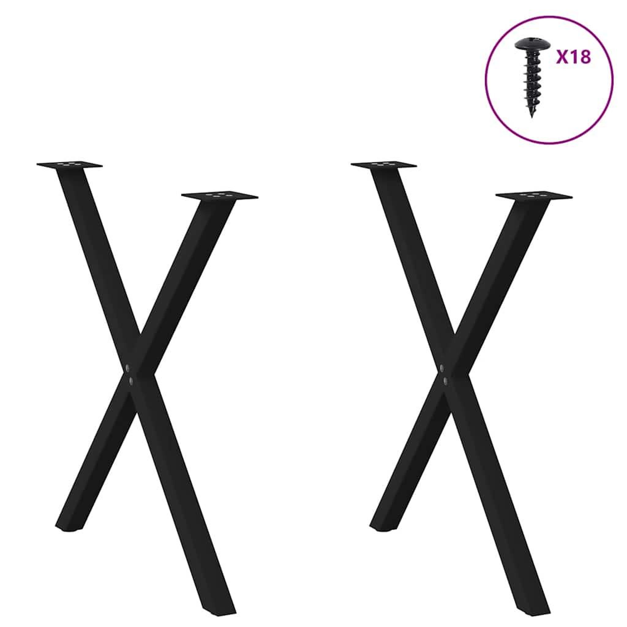 Voir la diapositive 3 : VIDAXL Pieds de table a manger forme de X 2 pcs noir 70x(72-73) cm