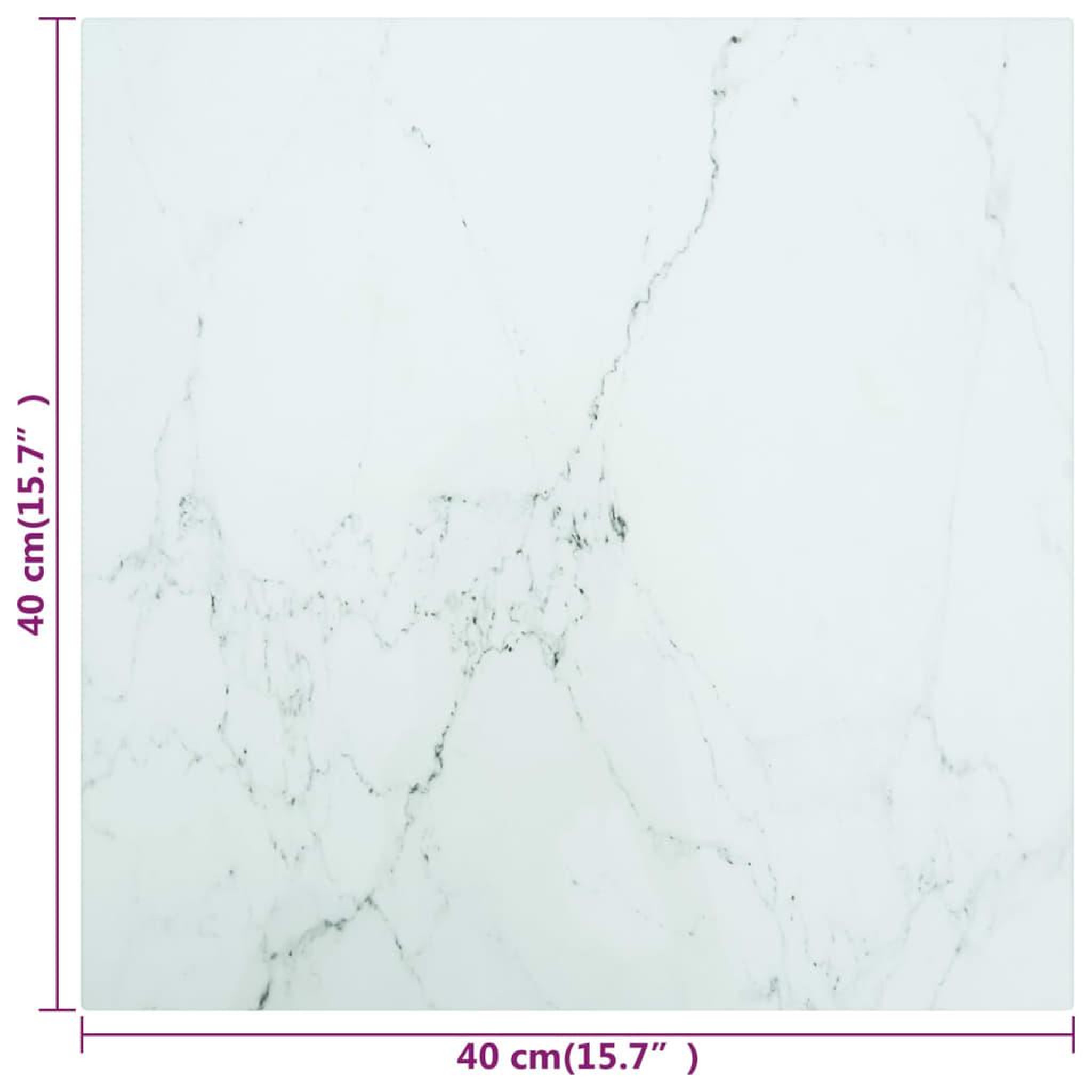 Voir la diapositive 6 : VIDAXL Dessus de table blanc 40x40 cm 6 mm verre trempe design marbre
