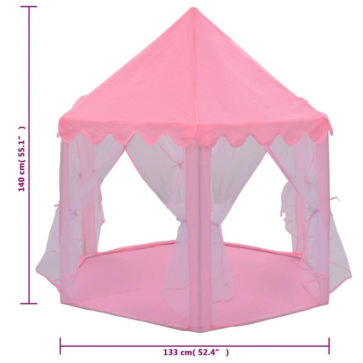 VIDAXL Tente de jeu princesse avec 250 balles Rose 133x140 cm