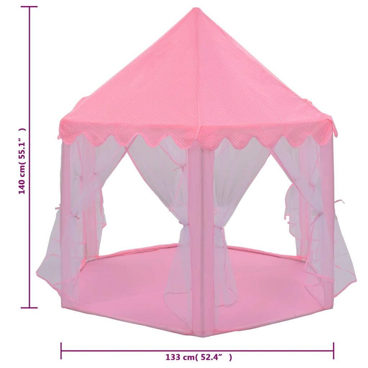 VIDAXL Tente de jeu princesse avec 250 balles Rose 133x140 cm