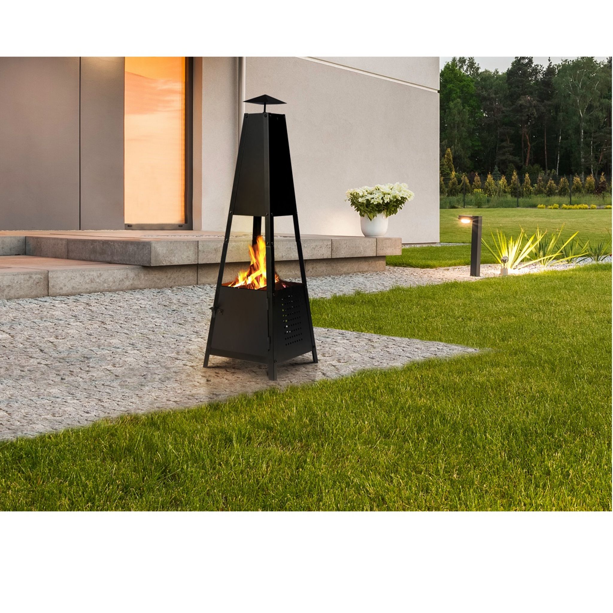 Brasero pyramide acier 25,5x30x25 cm MAYA