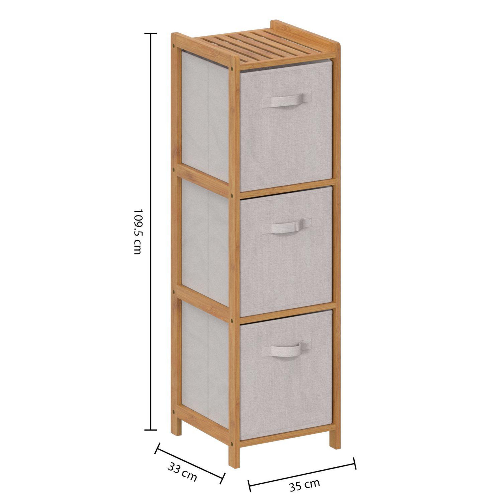 Voir la diapositive 3 : FIVE Etagère 3 paniers de rangement tidy box - beige