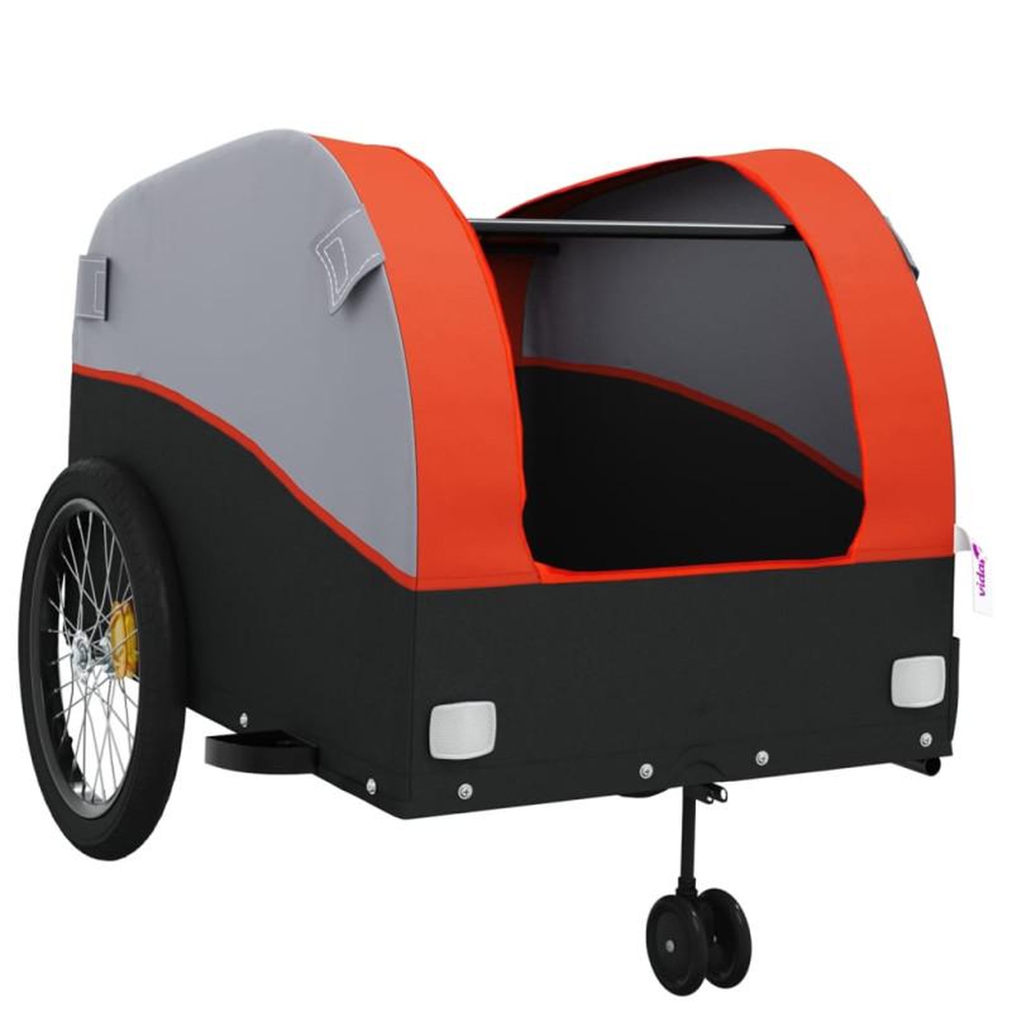 Voir la diapositive 5 : VIDAXL Remorque de vélo noir et orange 45 kg fer