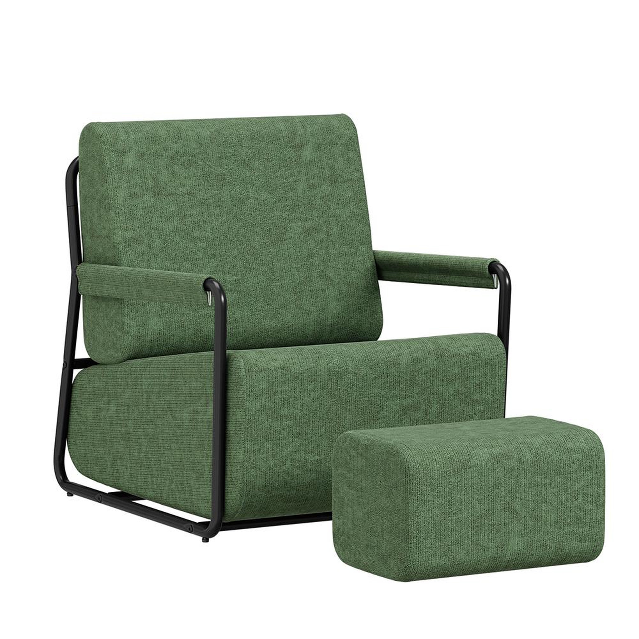 SOBUY Fauteuil relax vert foncé avec repose-pieds 59,5x74x78cm fst99-sy
