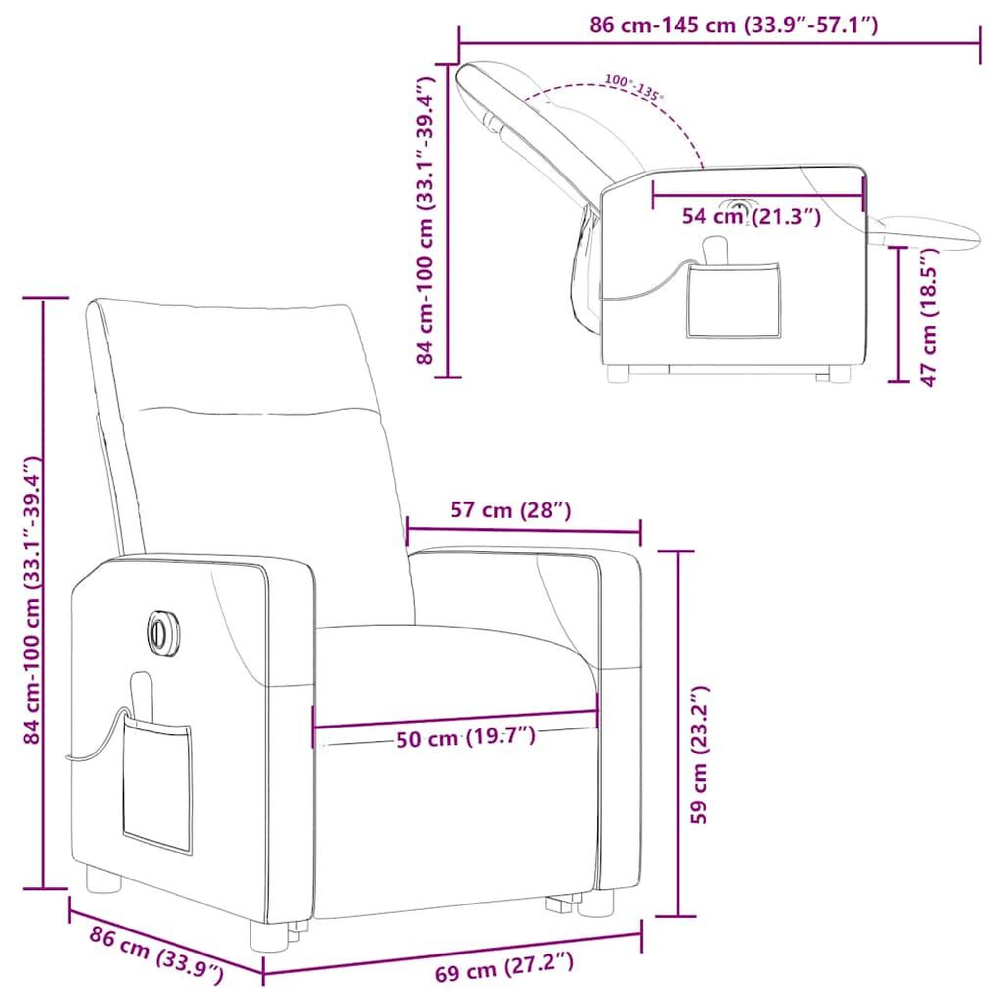 Voir la diapositive 6 : VIDAXL Fauteuil inclinable de massage electrique Gris clair Tissu