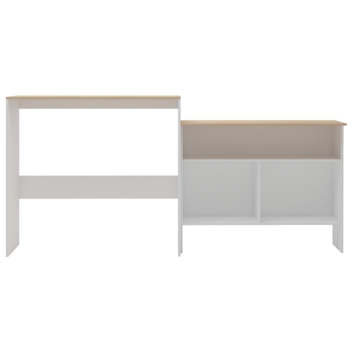 VIDAXL Table de bar avec 2 dessus de table Blanc et chene 130x40x120cm