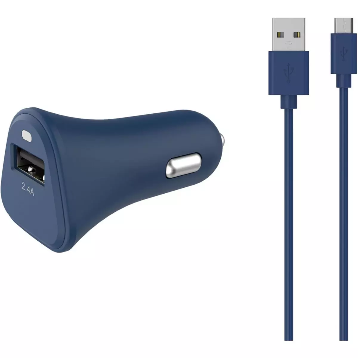 ESSENTIEL B Chargeur allume-cigare USB 2,4A + Cable Micro-USB bleu nuit