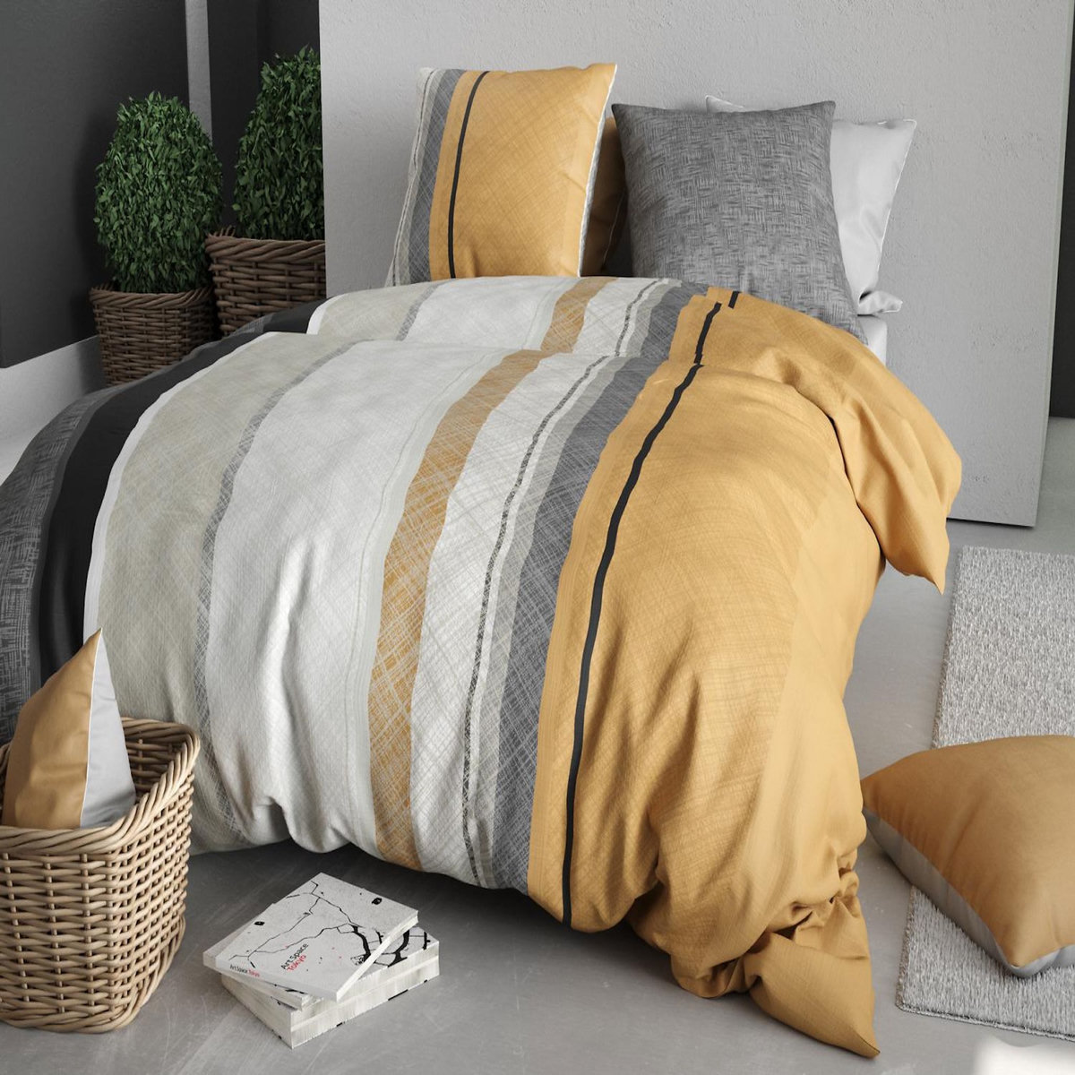 ATELIER DU COTON Parure housse de couette imprimée 100% coton 57fils OGIS