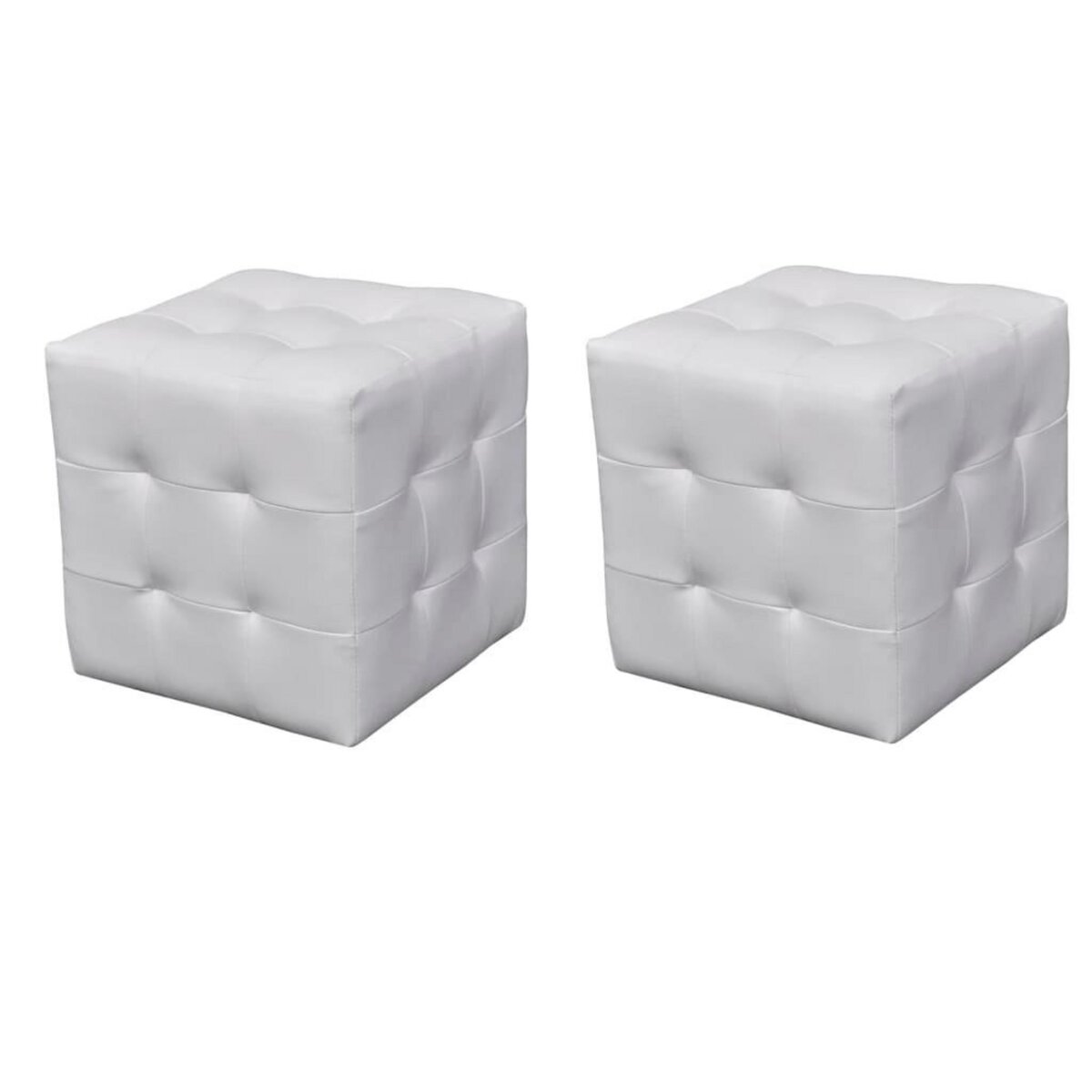 VIDAXL Tabourets cube Blanc