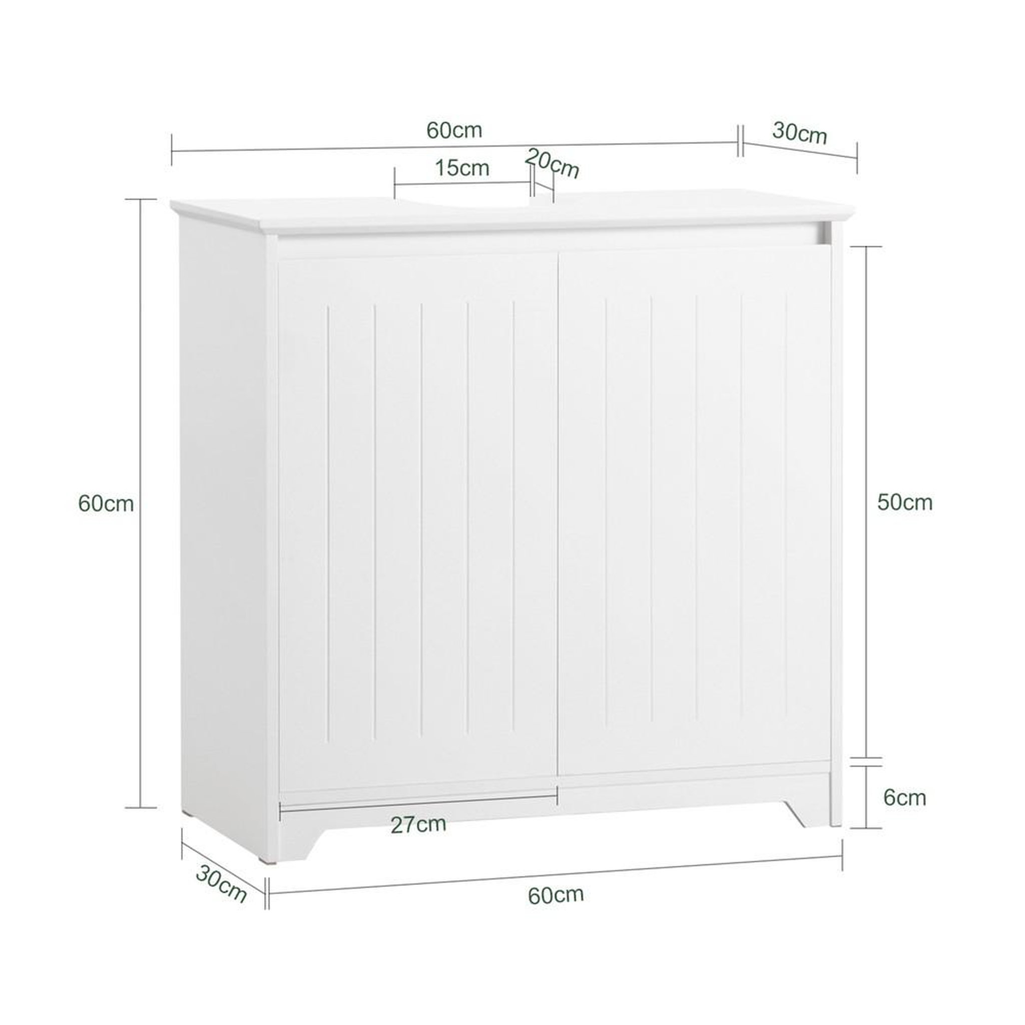 Voir la diapositive 3 : SOBUY SoBuy - Meuble Sous-vasque à deux portes - Blanc - 60x30x60cm - Nordique - BZR108-W