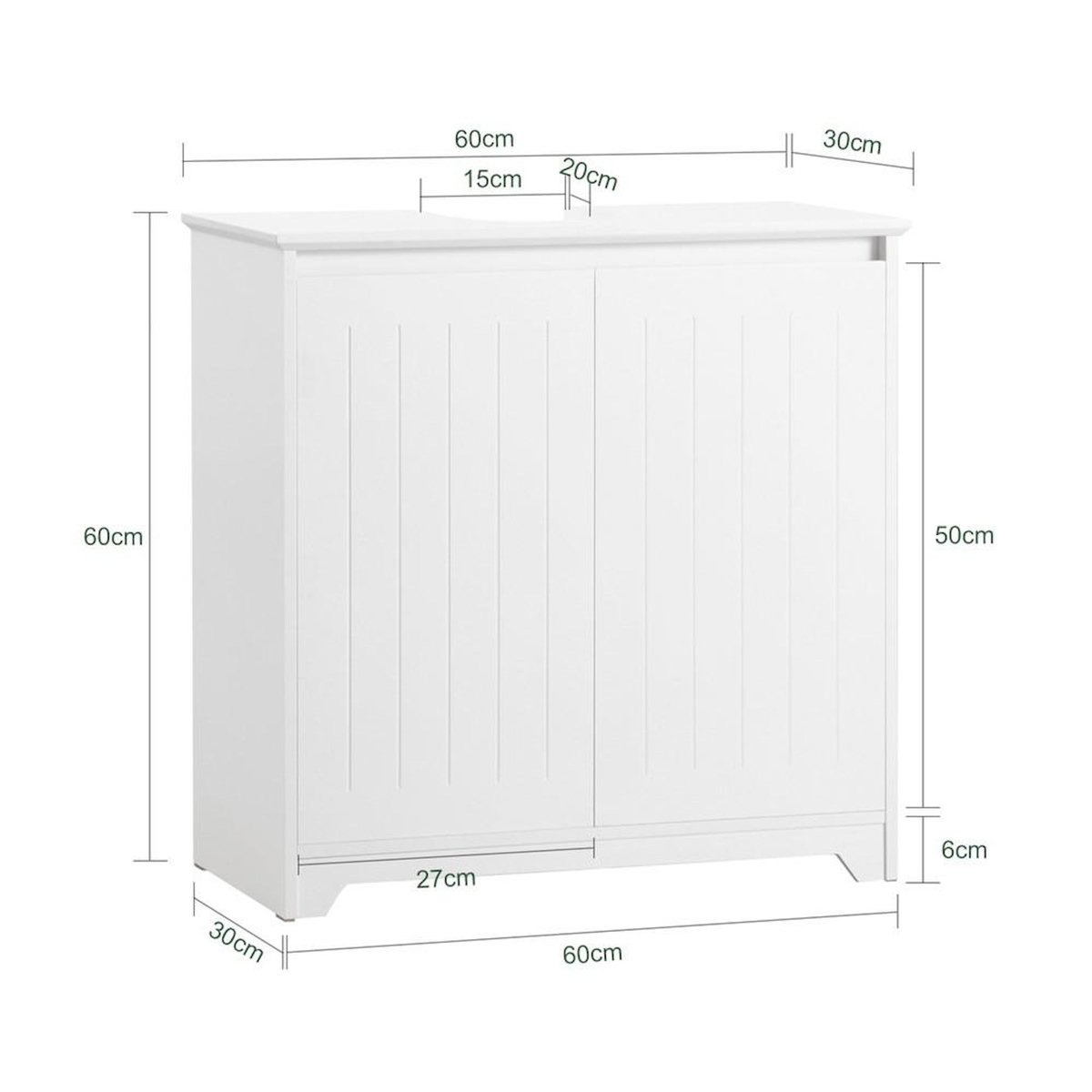 SOBUY SoBuy - Meuble Sous-vasque à deux portes - Blanc - 60x30x60cm - Nordique - BZR108-W