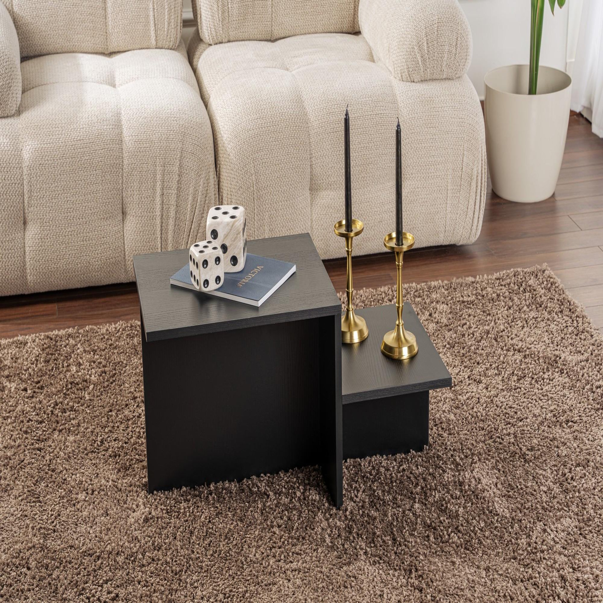 Voir la diapositive 2 : Habitat et Jardin Table basse en bois  Harmony  80 x 40 x 40 cm - Bois Noir