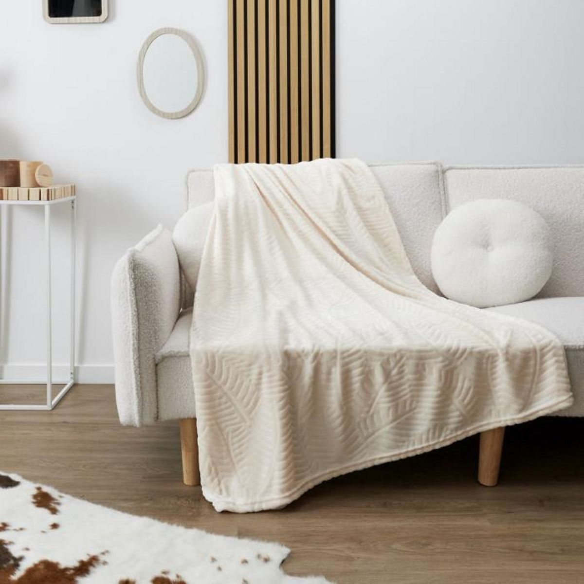 Paris Prix Plaid Flanelle Embosse  Roméo  150x200cm Crème